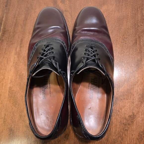 ALLEN EDMONDS Polo Men's Size 9B Two Tone Oxblood Saddle Dress Shoes Made in USA - Picture 7 of 15